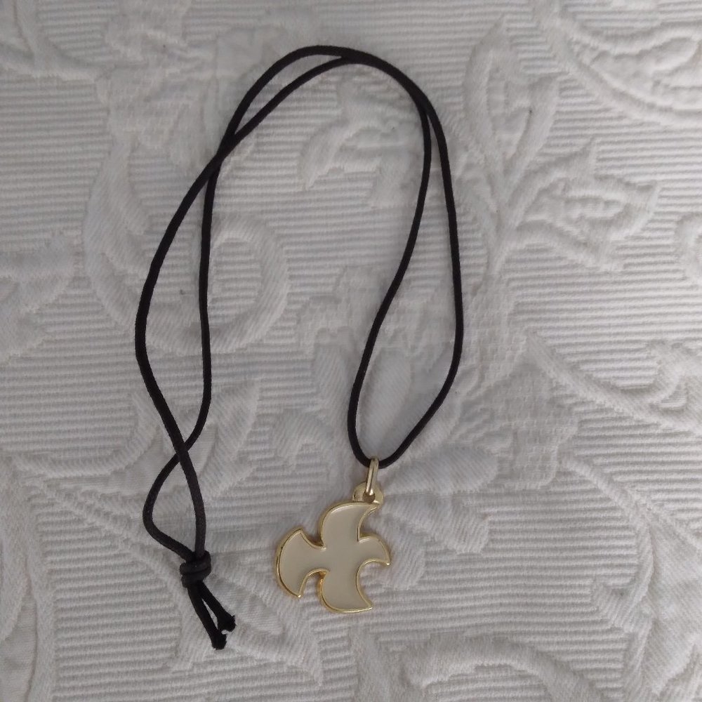 ENAMEL HOLY SPIRIT PENDANT ON  EXPRESSO COLOR CORD NEW